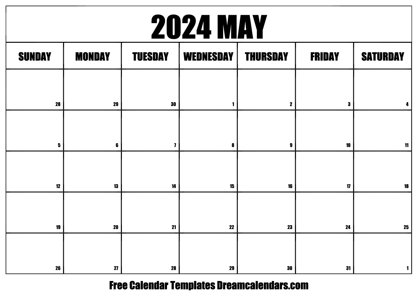 2024 May Monthly Calendar Printable Free Pdf Aarika Selinda