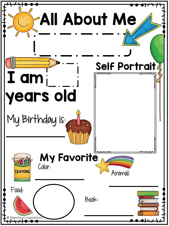 All About Me Printables For Preschool