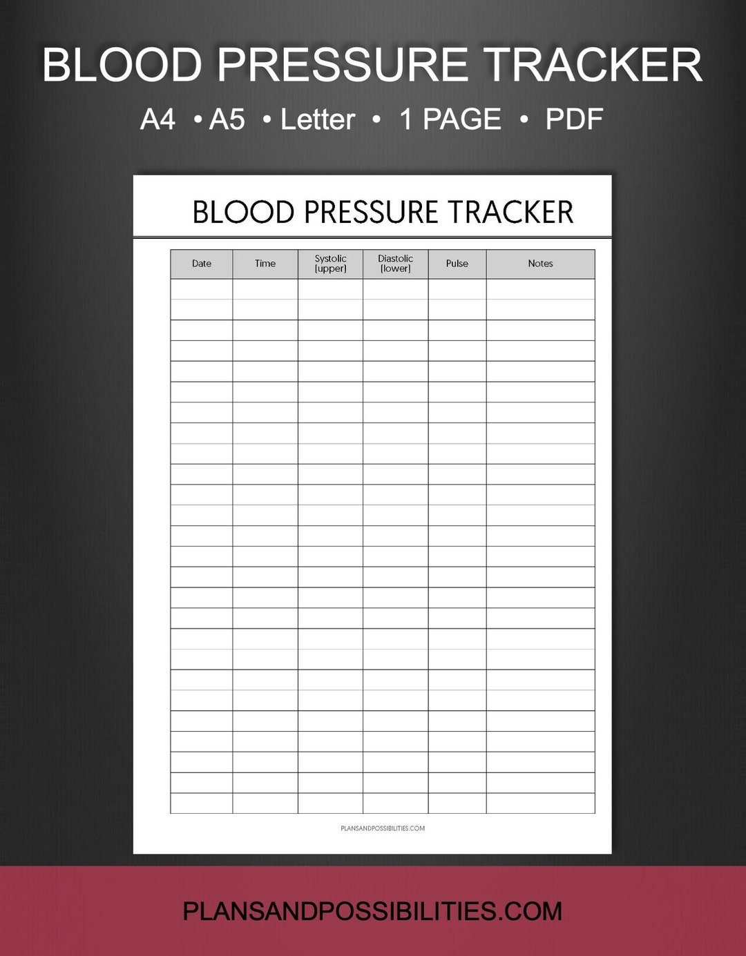 Daily Blood Pressure Log Printable