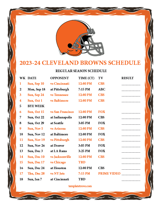 Browns Schedule 2024 Printable Pdf Cecily Kelsey