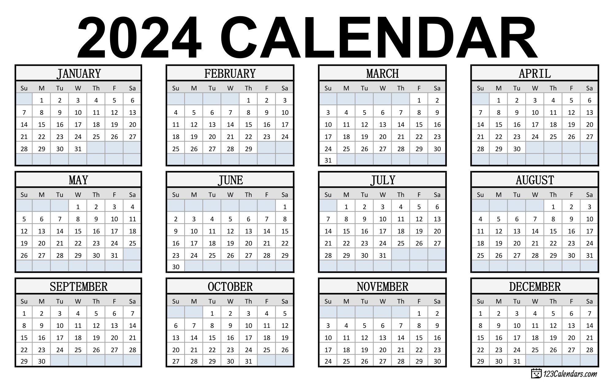 Calendar Printable 2024 Alisa Blinnie