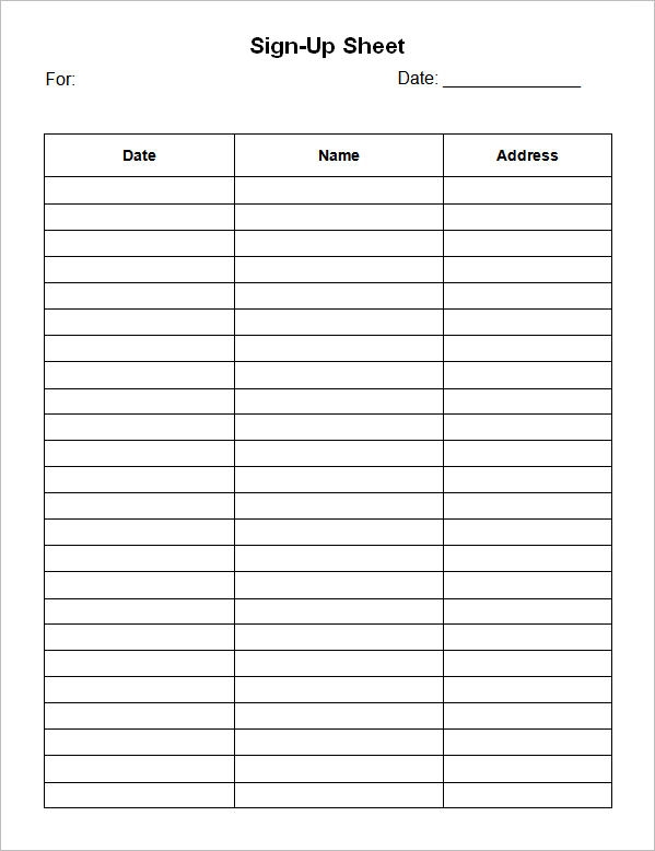 FREE 33 Sample Sign Up Sheet Templates In PDF MS Word Apple Pages 