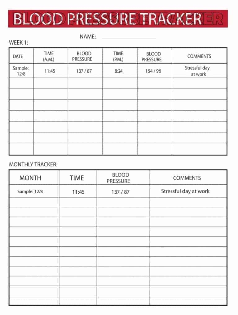 Free Blood Pressure Chart Printable