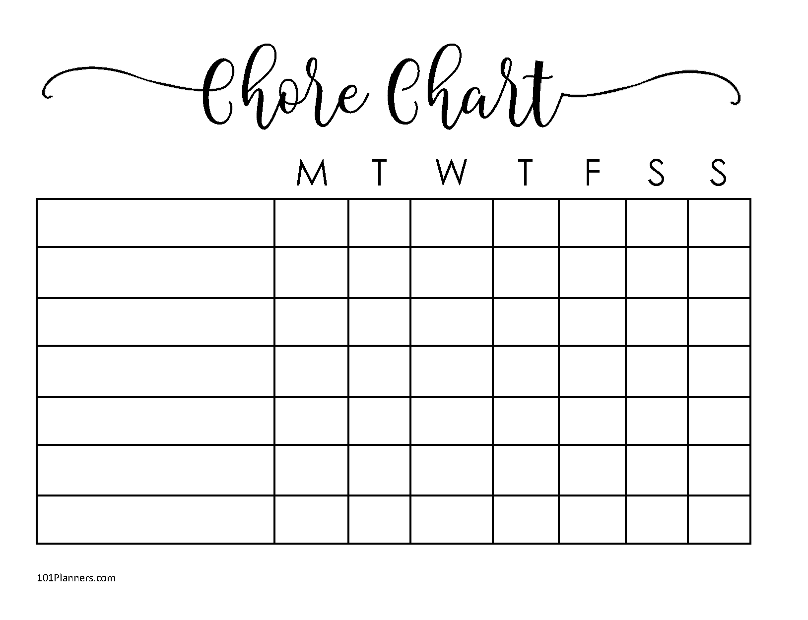Weekly Chore Chart Free Printable