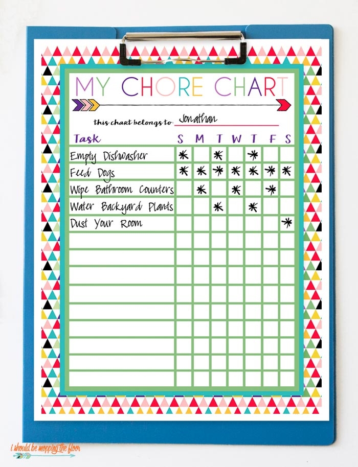 Free Printable Chore Charts For Kids I Should Be Mopping The Floor