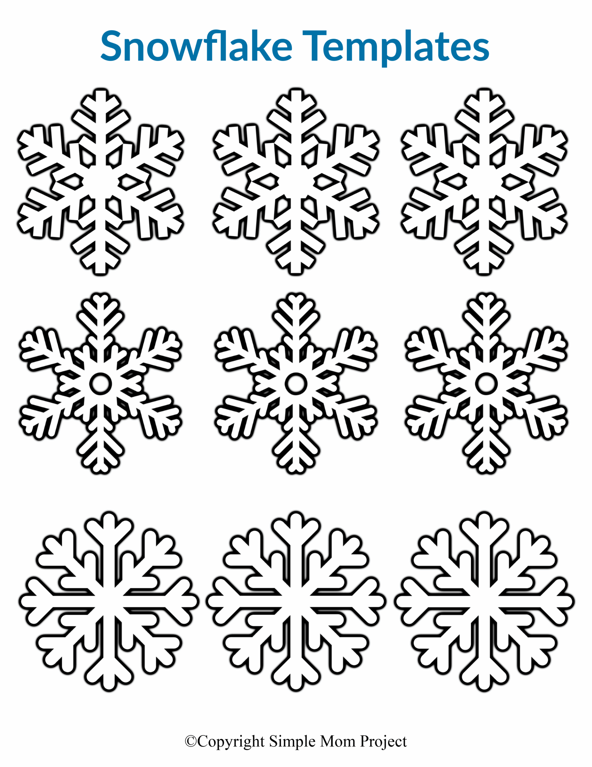 Free Printable Small Snowflake Templates Simple Mom Project