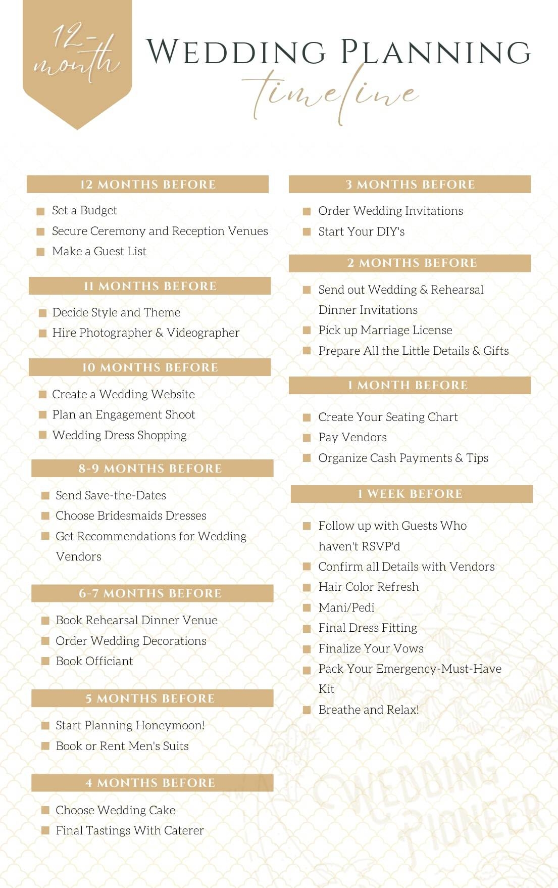 Free Printable Wedding Checklist Timeline Image To U