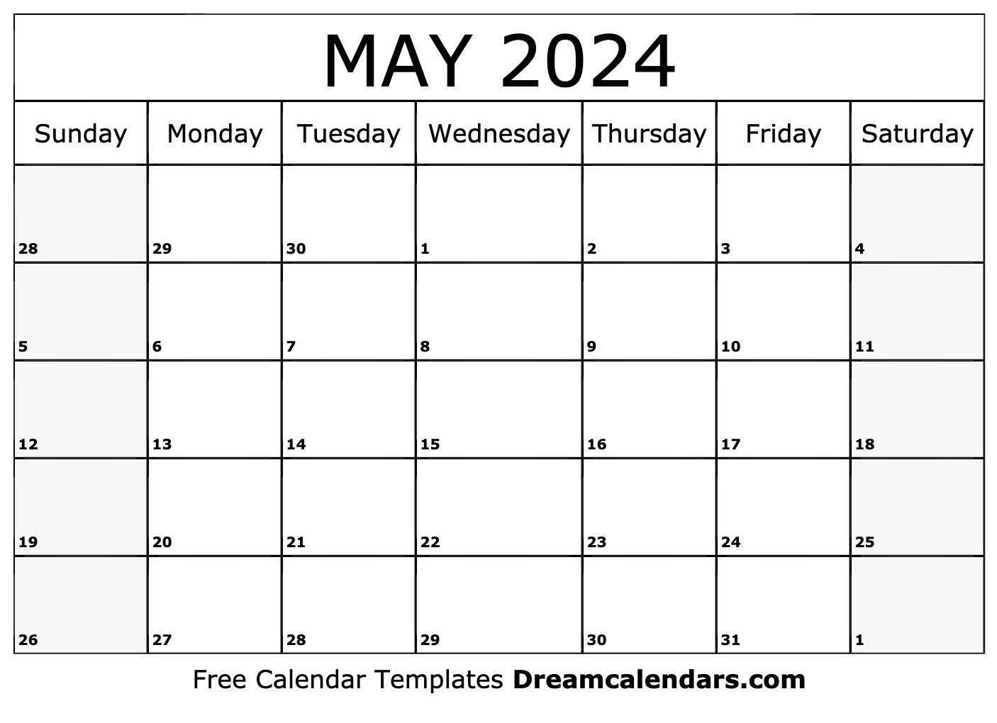 May 2024 Calendar Free Printable With Holidays And Observances