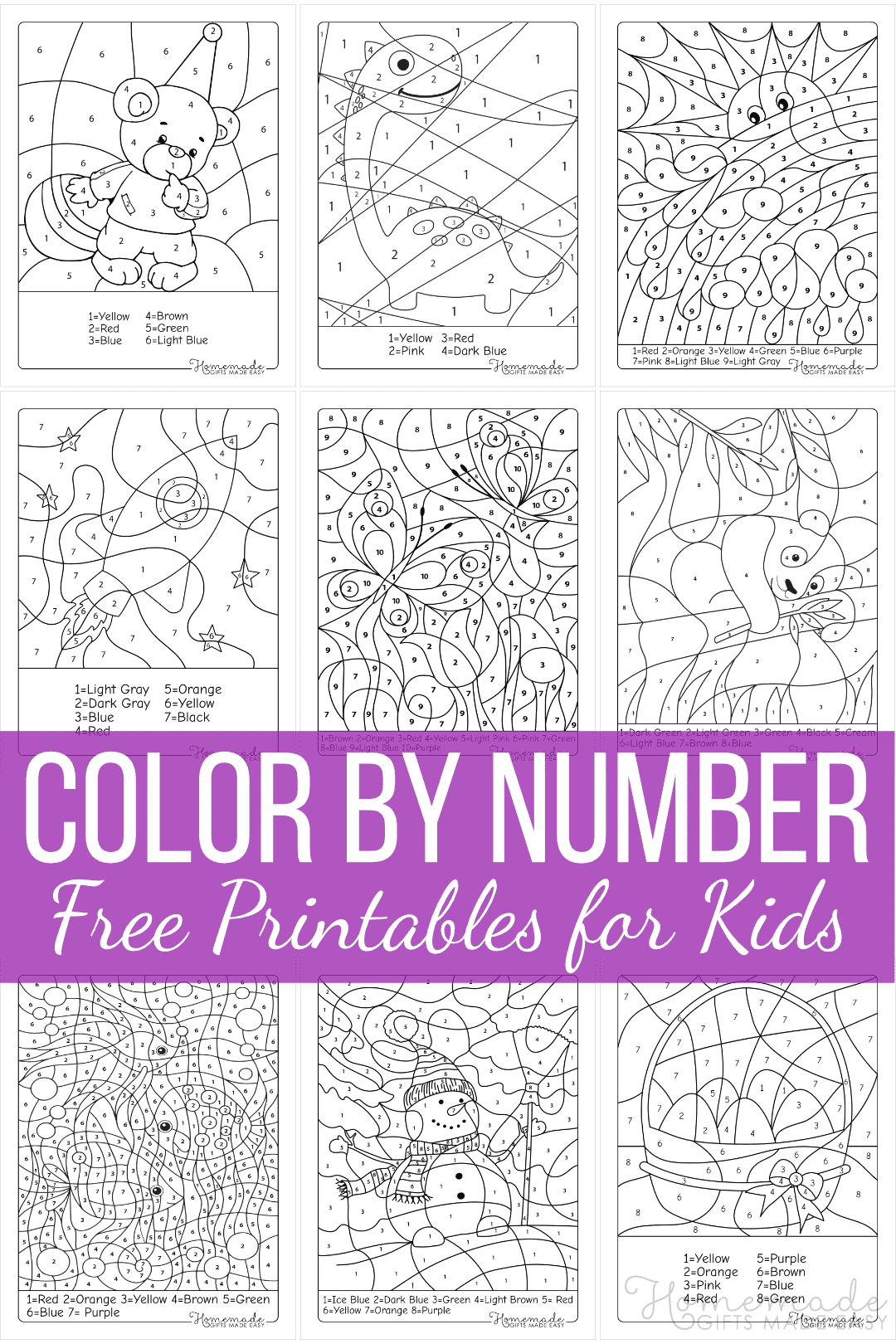 Colour By Numbers Printable Sheets