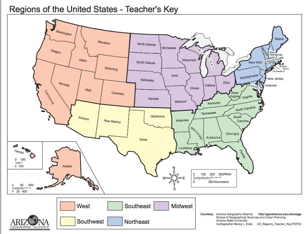 Printable Us Map With Regions