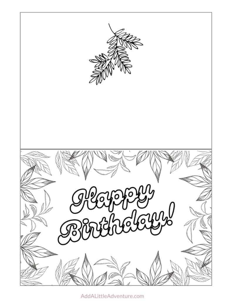 Printable Foldable Happy Birthday Coloring Card