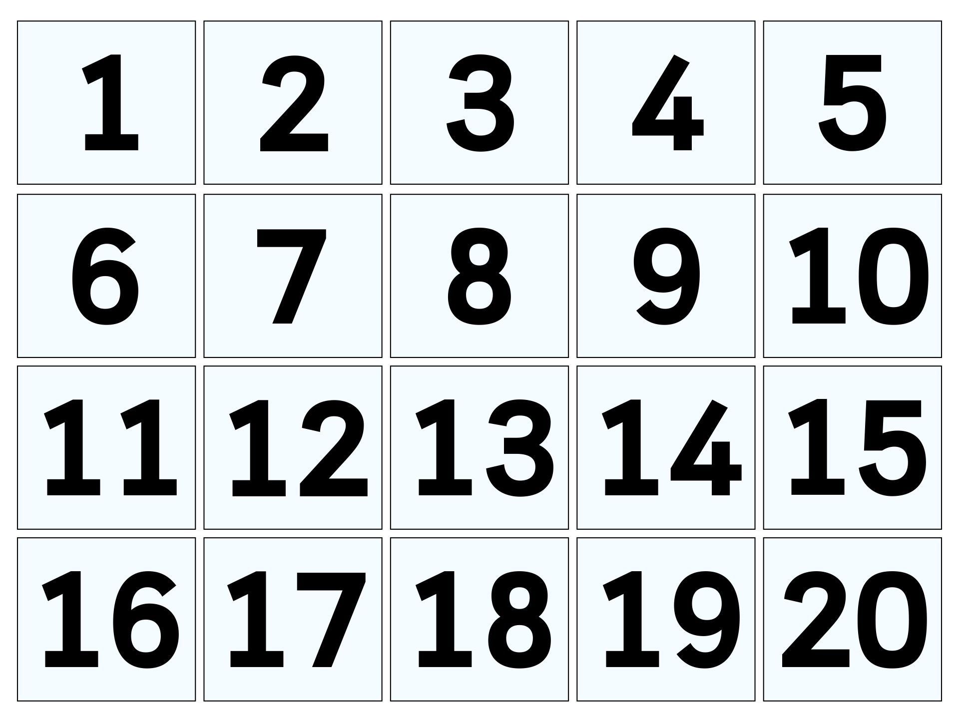 Printable Number Cards 1 20 With Pictures Printable Cards