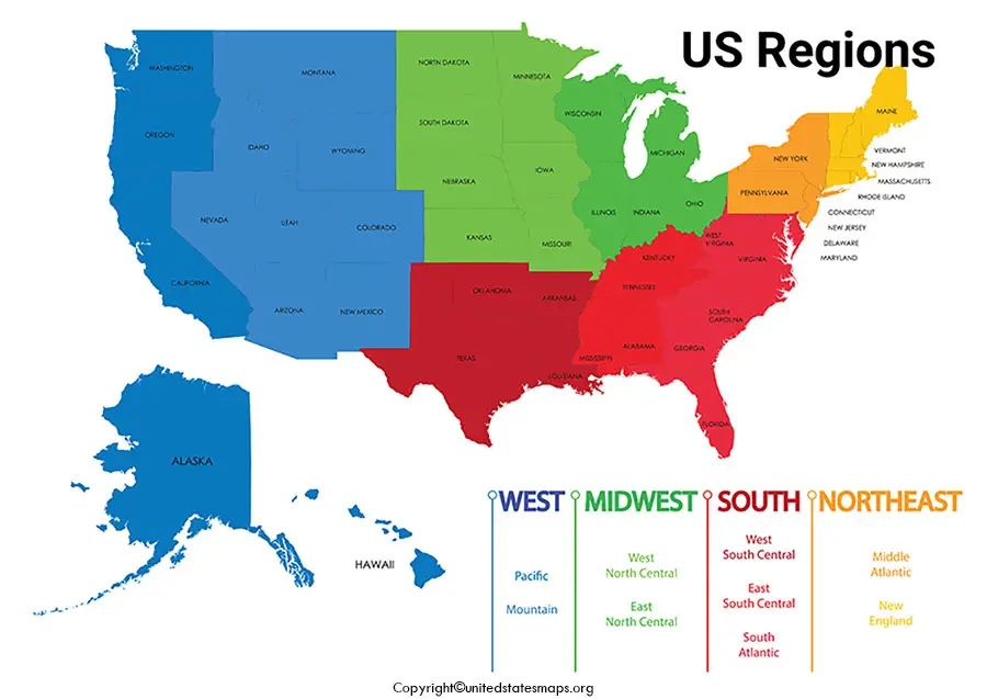 Printable Regions Map Of United States United States Maps