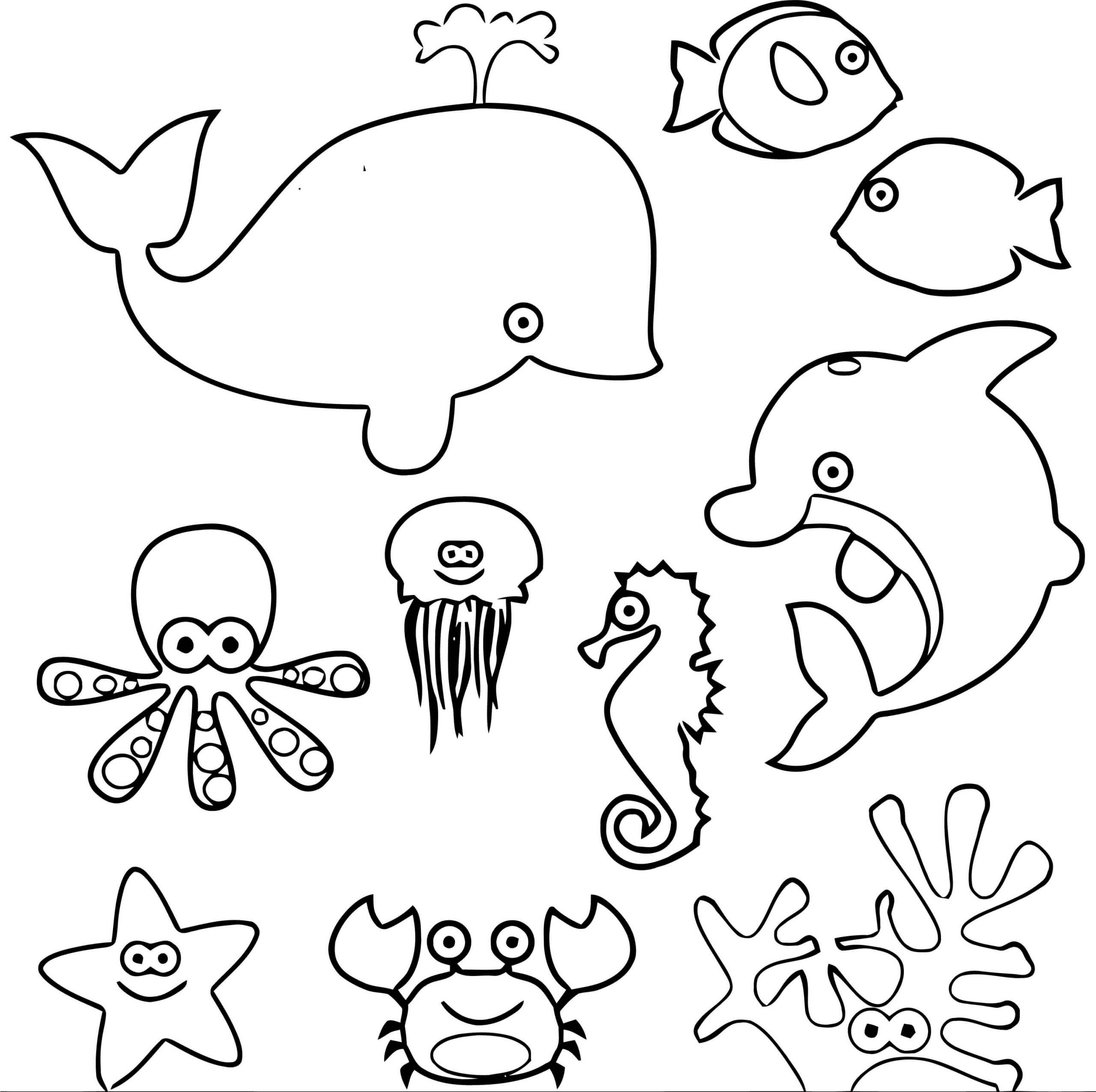 Printable Sea Animals Coloring Pages