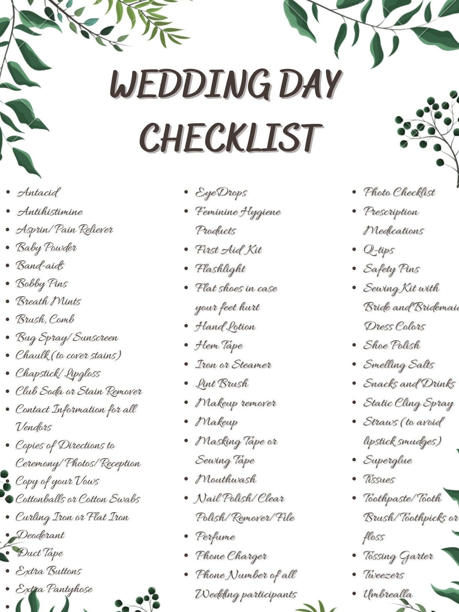 Printable Wedding Checklist Timeline