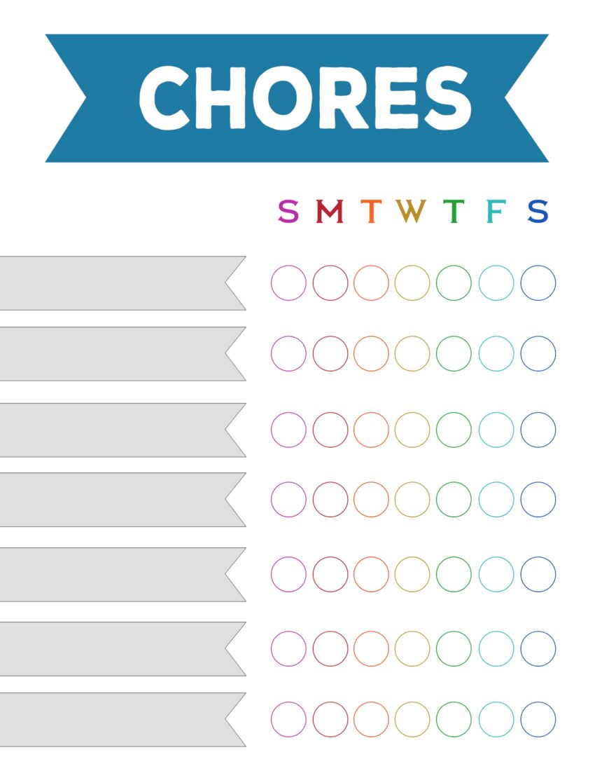 Sticker Chore Chart Printable