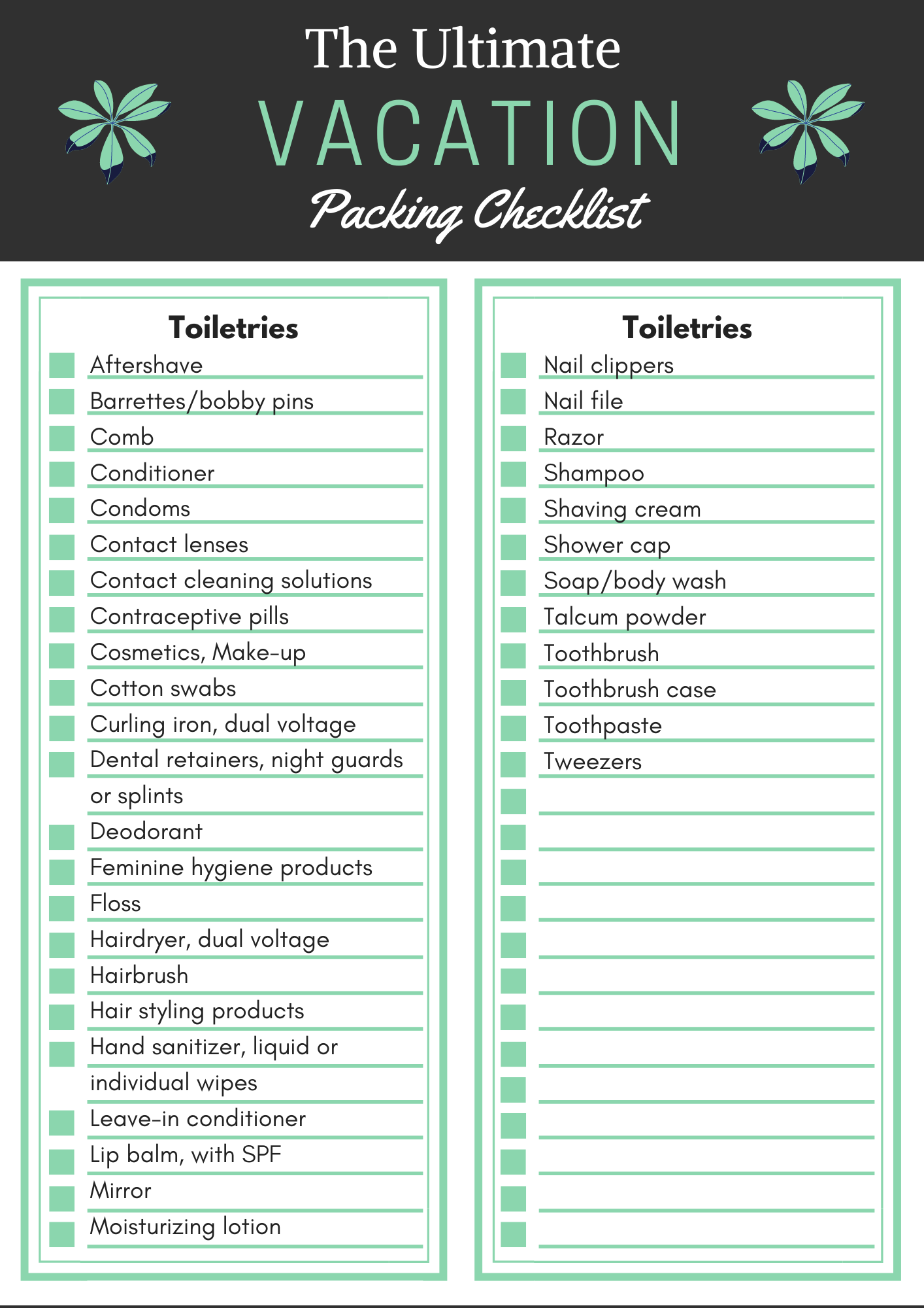 The Ultimate Vacation Packing Checklist My Canadian Passport