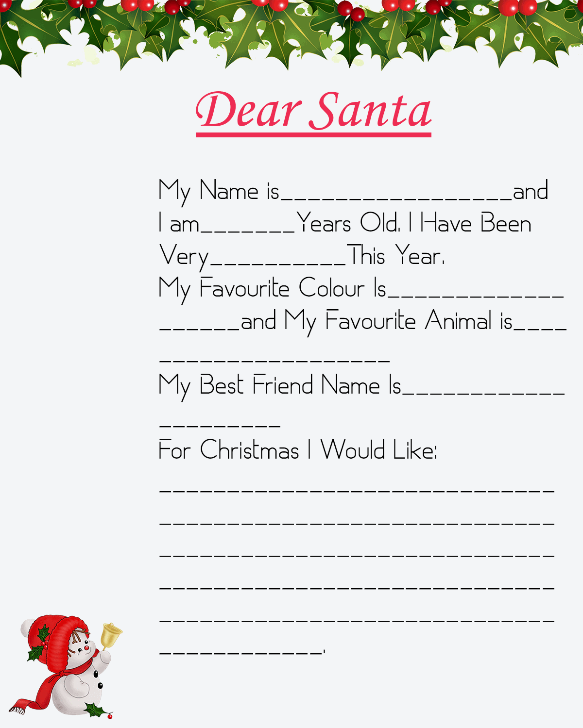 10 Free Blank Printable Santa Letter Template HowToWiki