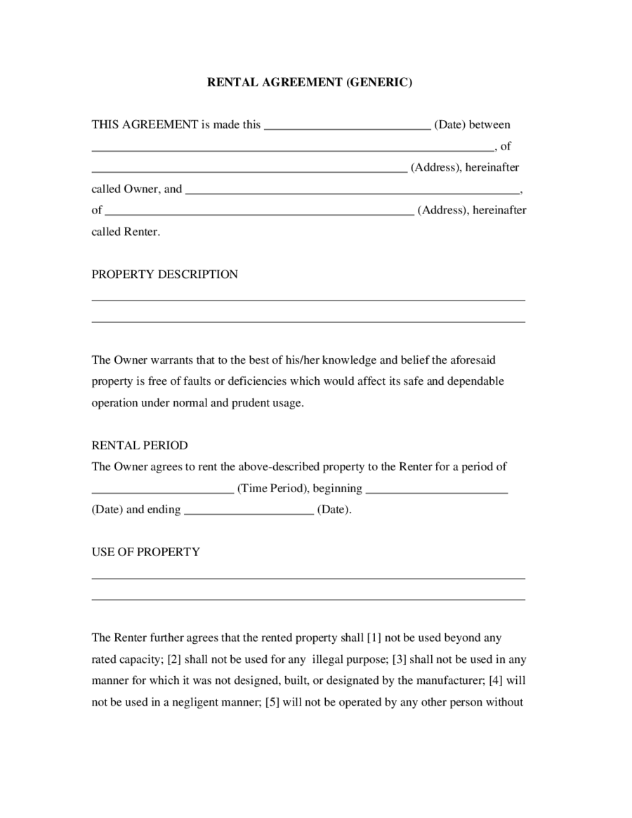 2025 Rental Agreement Fillable Printable PDF Forms Handypdf