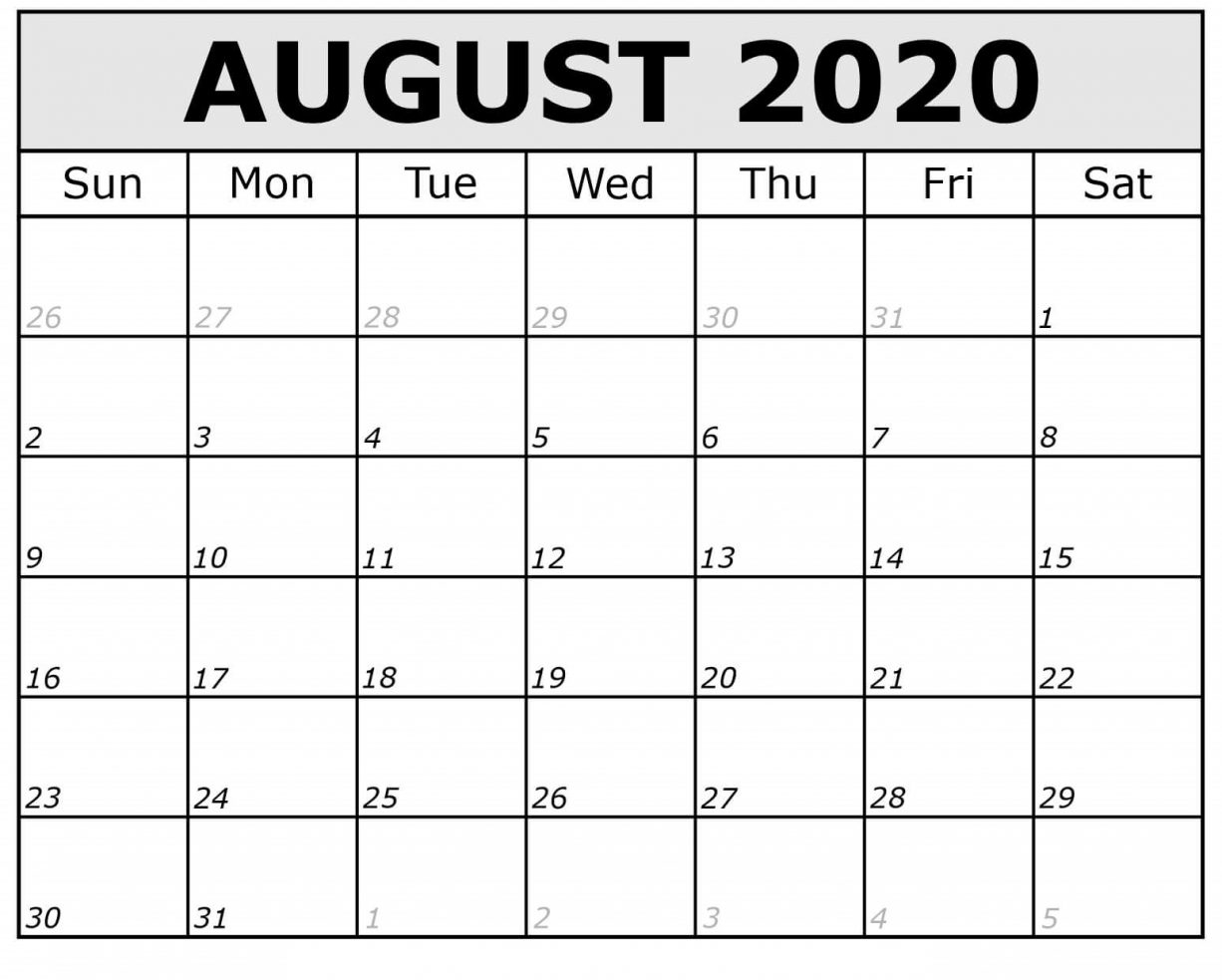 August Calendar Printable