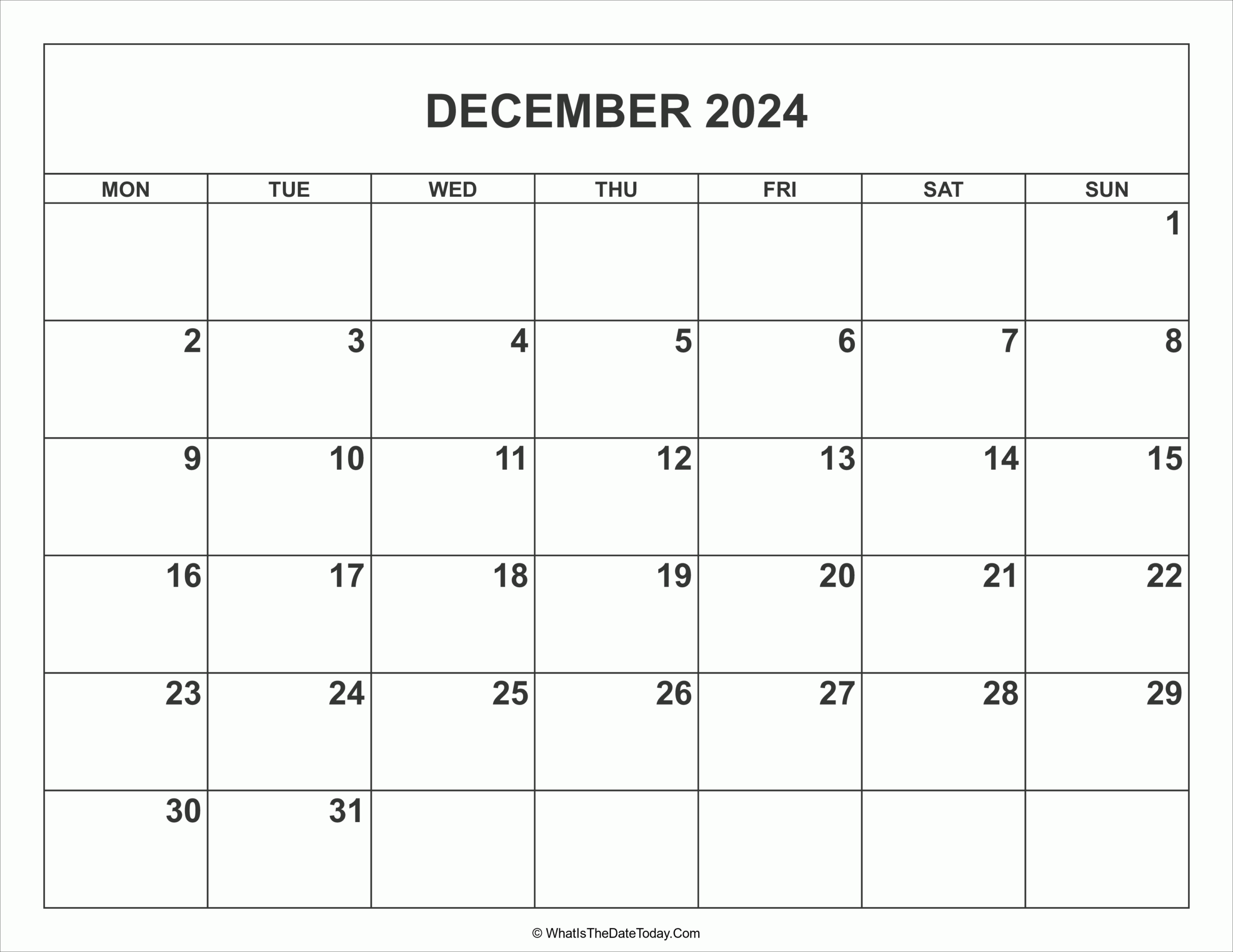 December 2024 Calendar Printable Free