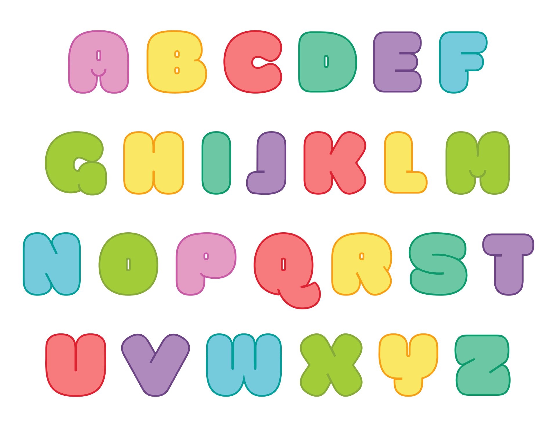 Colored Bubble Letter Font 20 Free PDF Printables Printablee