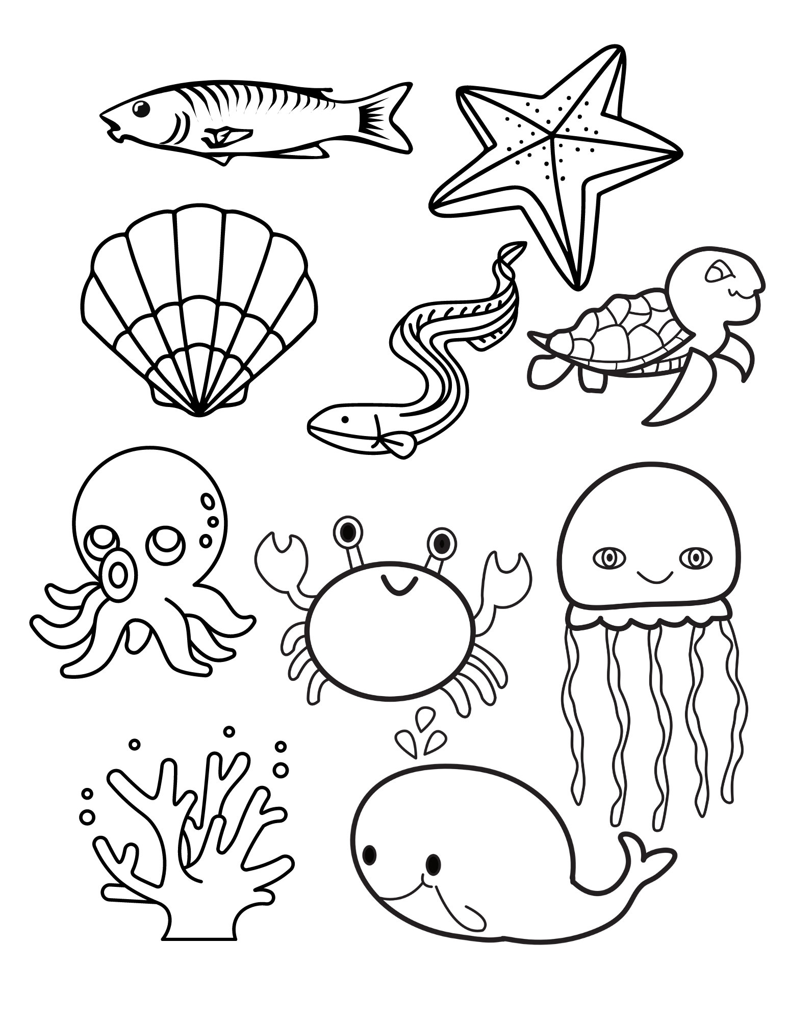 Coloring Page Of Ocean Animals