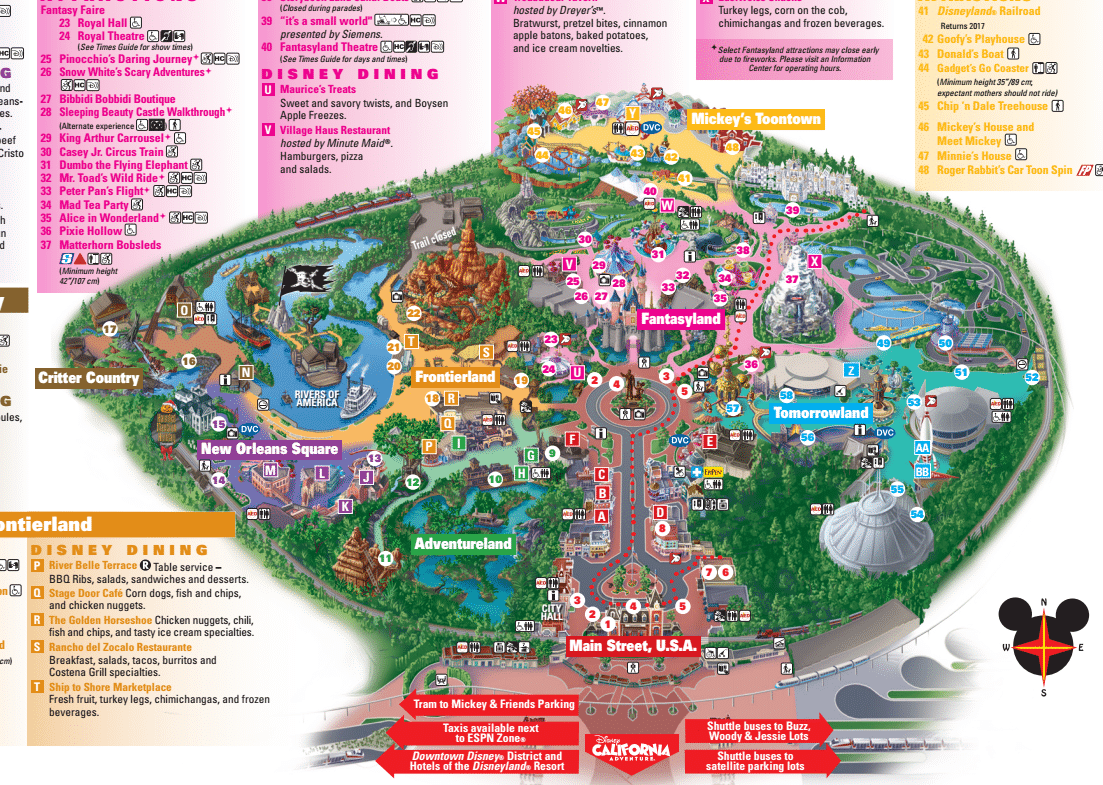 Disneyland California Printable Park Map
