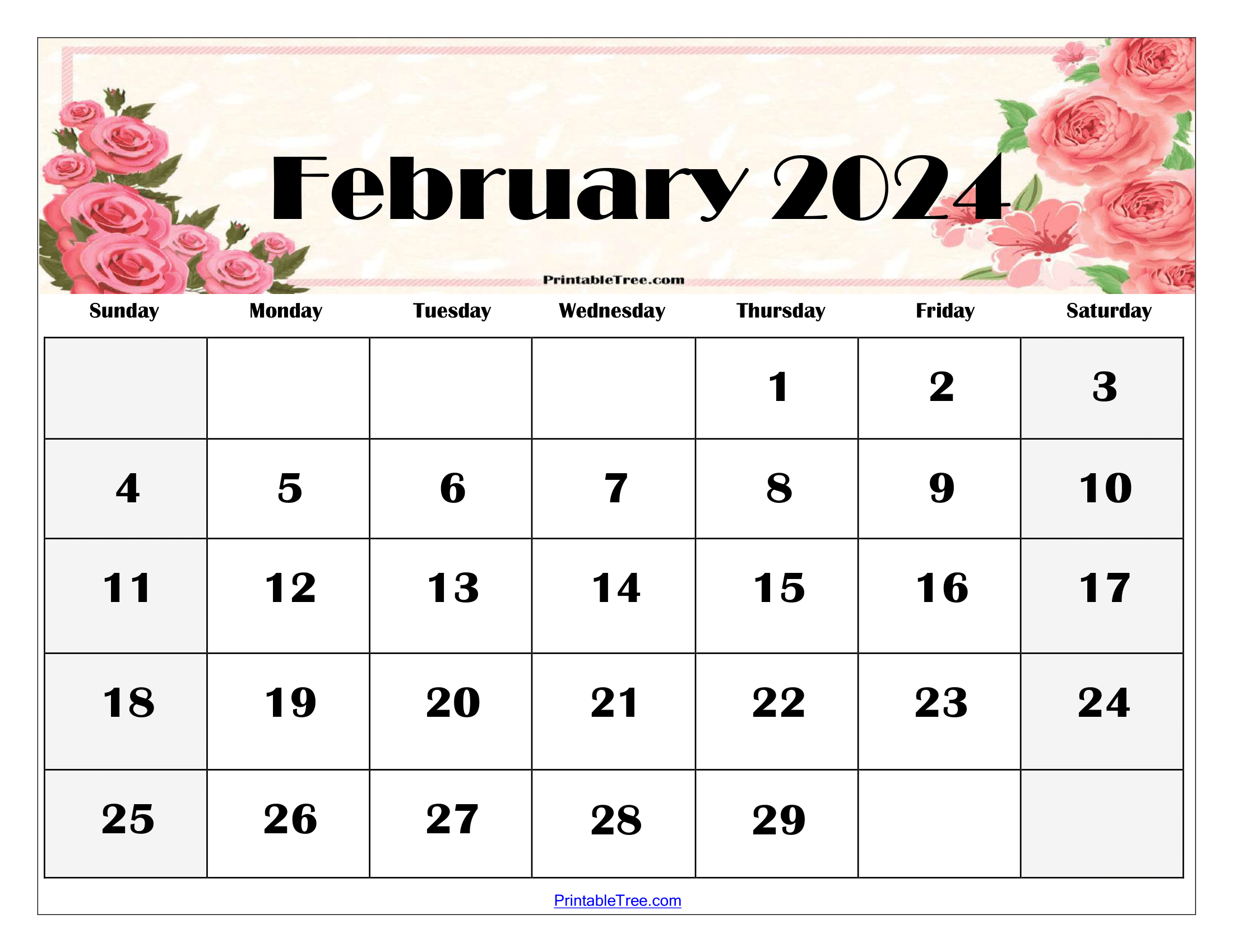 Download Free Monthly 2024 Calendar Printable PDF With Holidays Template