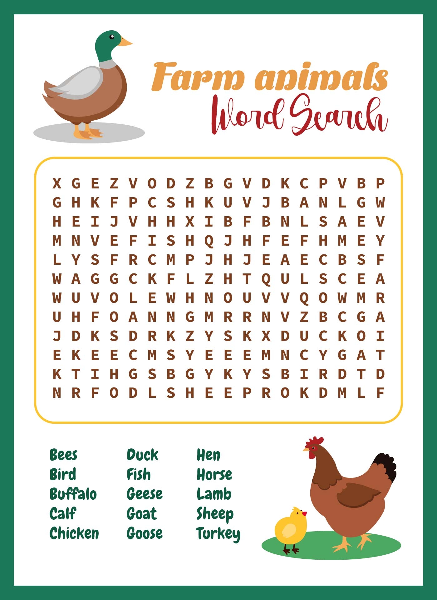 Easy Printable Word Search Puzzles
