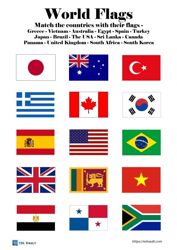 Flags Of The World With Names Printable