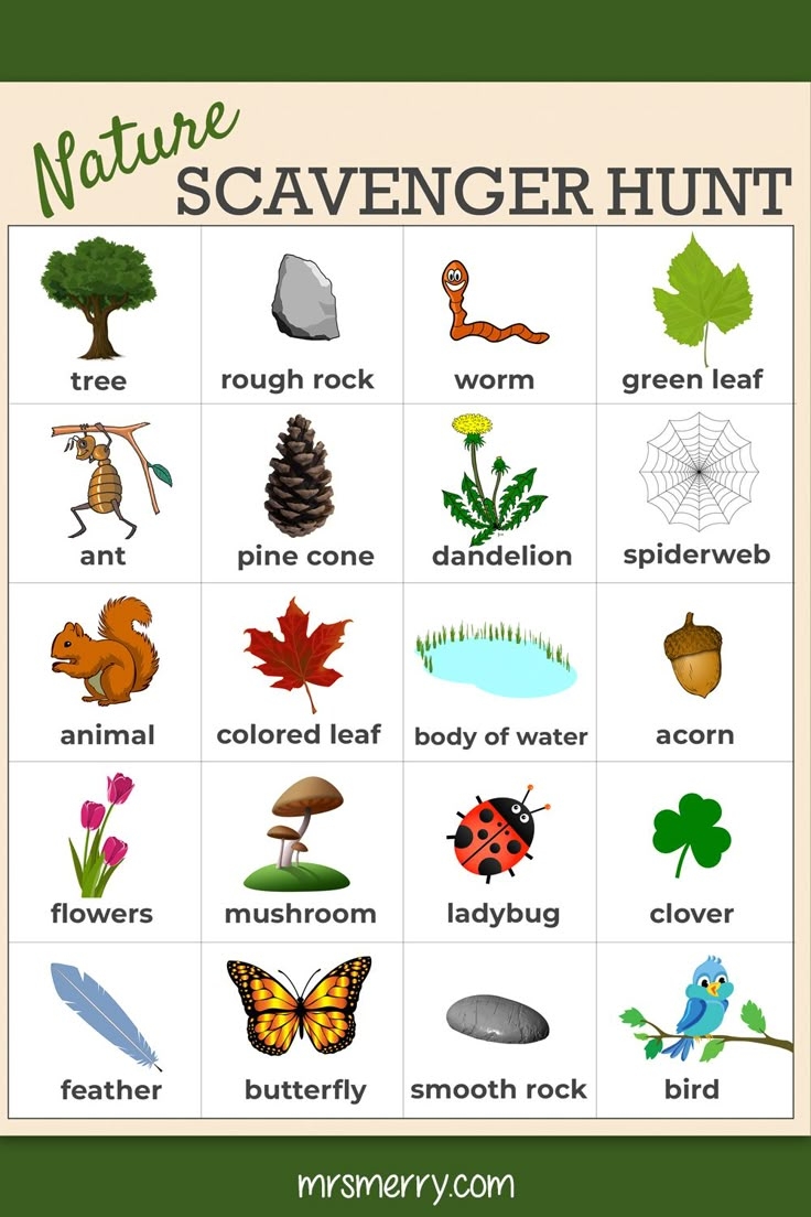 Free Nature Scavenger Hunt Printable