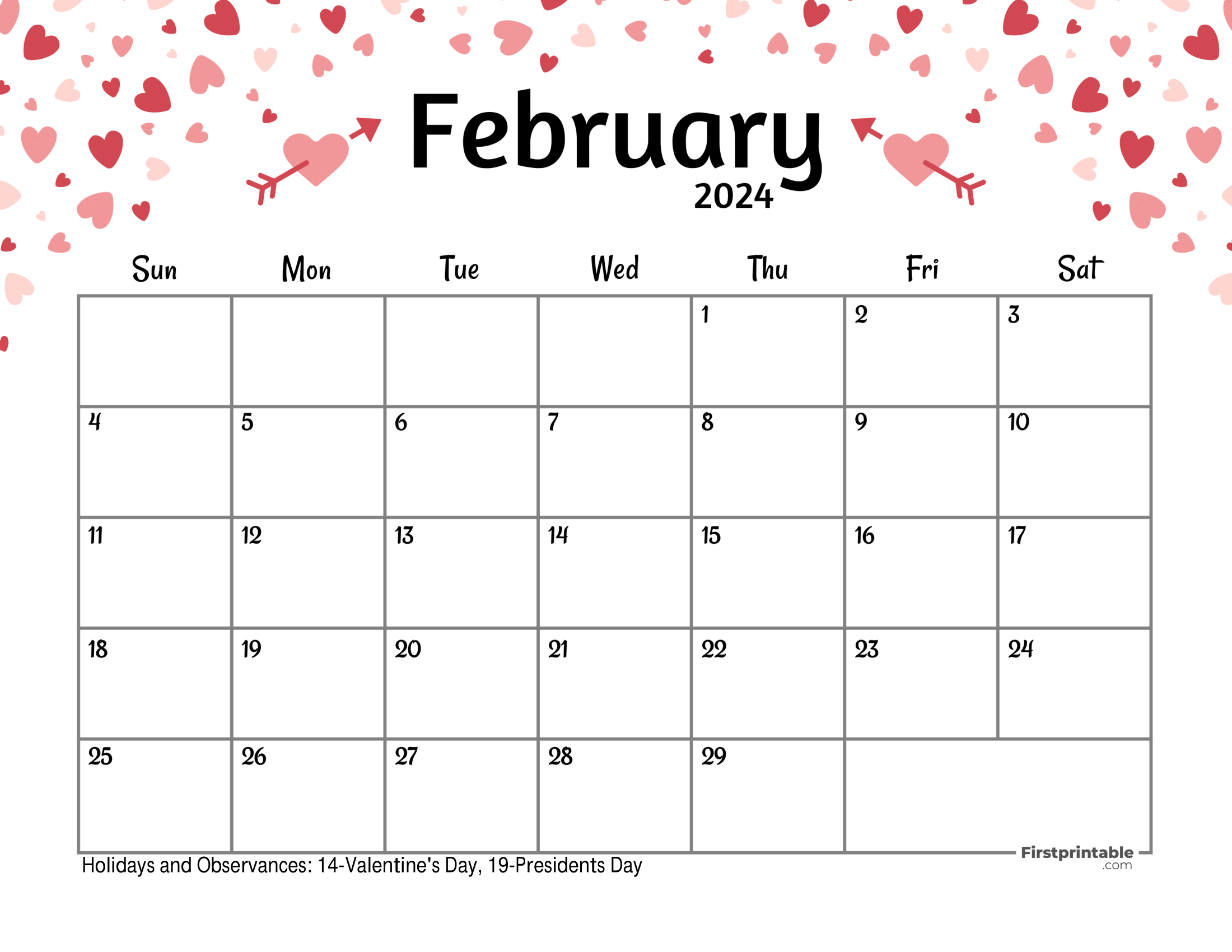 Calendar February 2024 Free Printable