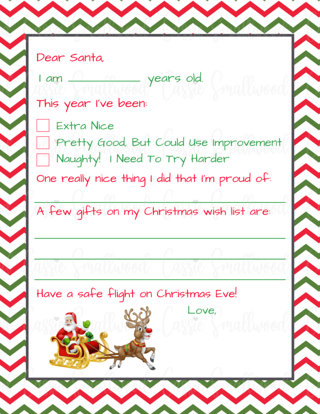 Free Printable Fill In The Blank Letter To Santa Template Cassie 