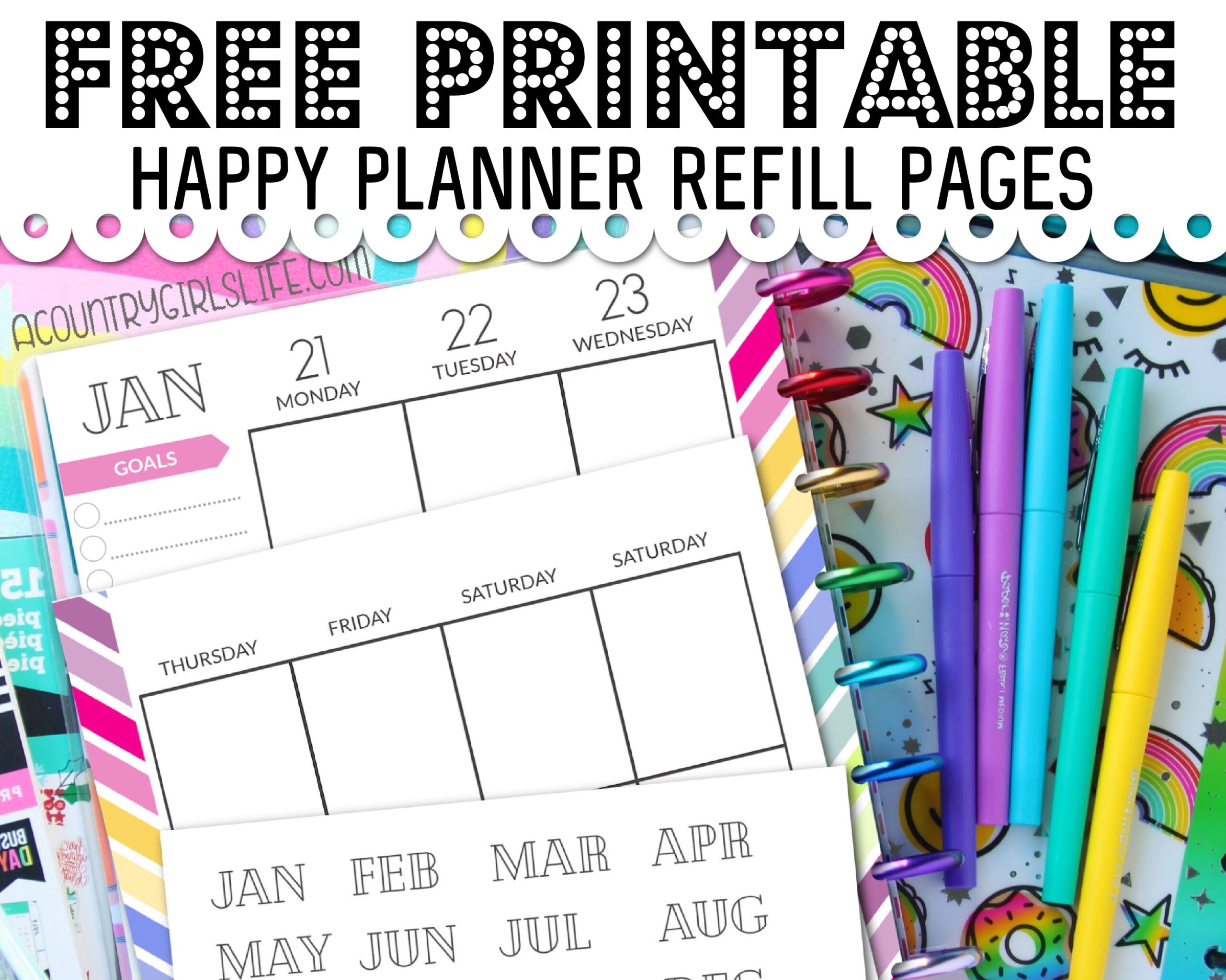 FREE Printable Happy Planner Pages Inserts Refills For Classic Size 