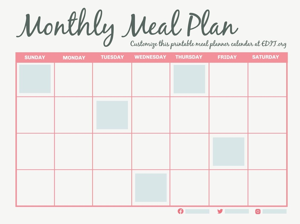 Free Printable Monthly Meal Planner Template Paper Trail Design 