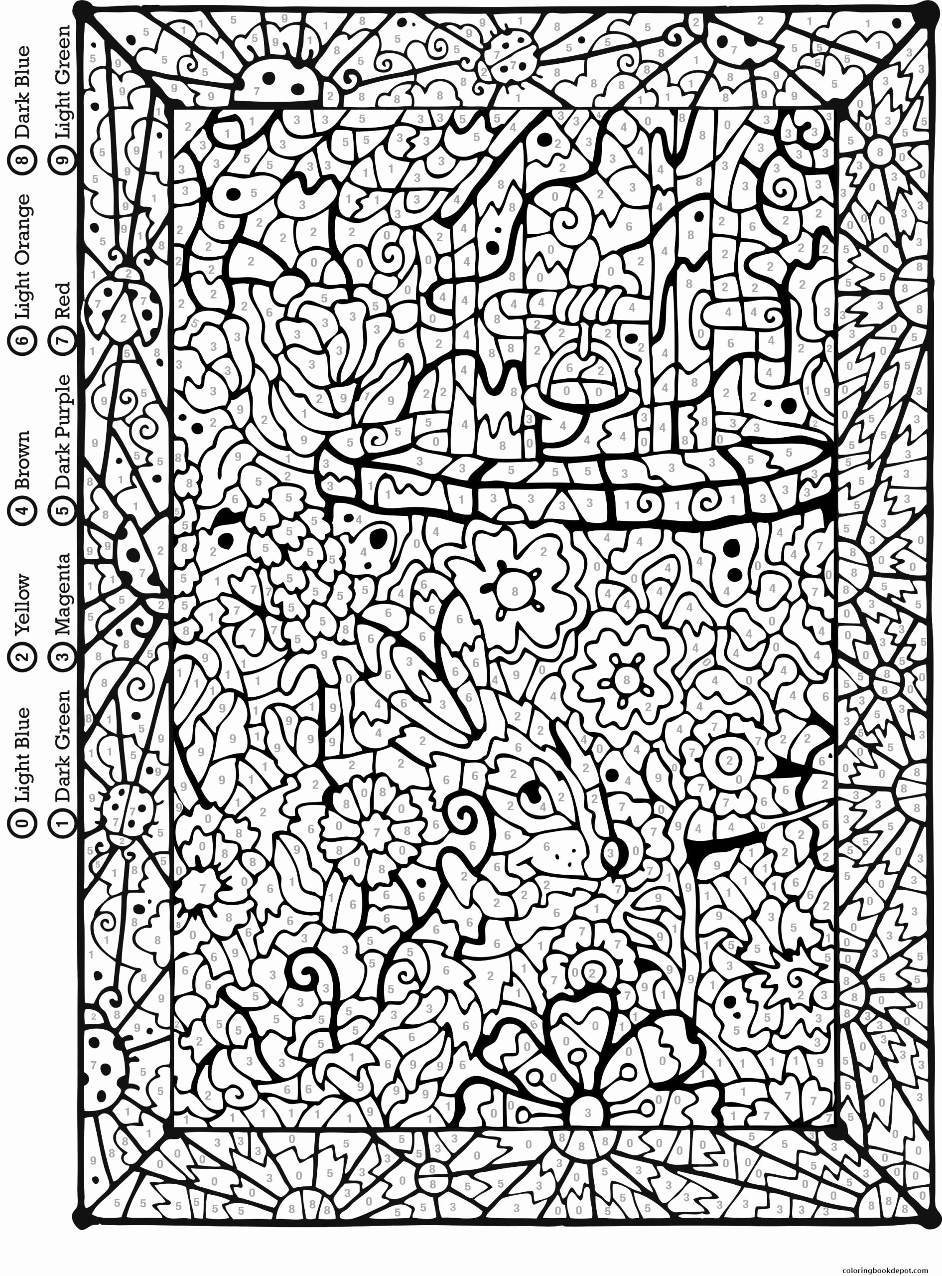 Hard Color By Number Coloring Pages