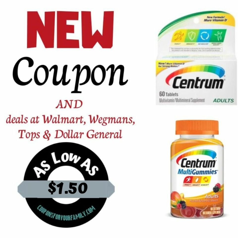 New 4 00 Centrum Vitamins Printable Coupon Deals As Low As 1 50 