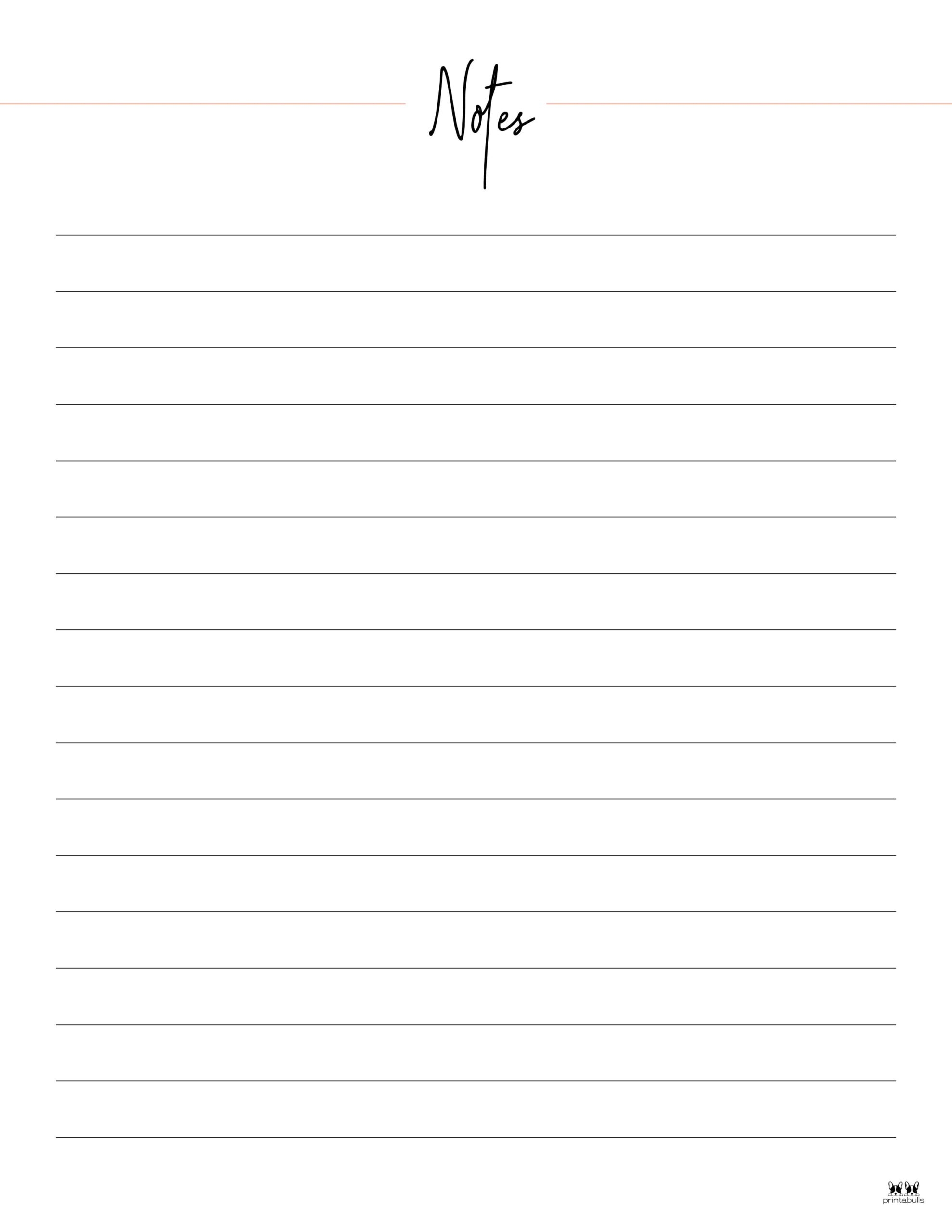 Note Pages Templates 30 FREE Printables Printabulls