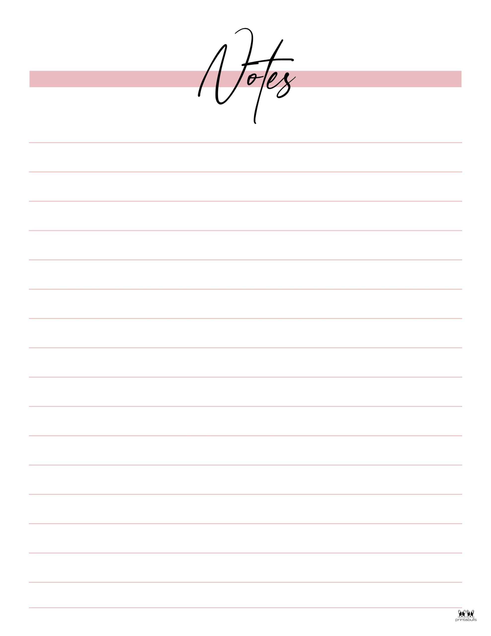 Note Pages Templates 30 FREE Printables Printabulls