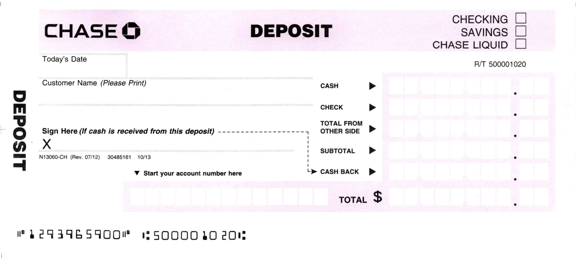 Printable Chase Deposit Slips SCAN JPG PDF 