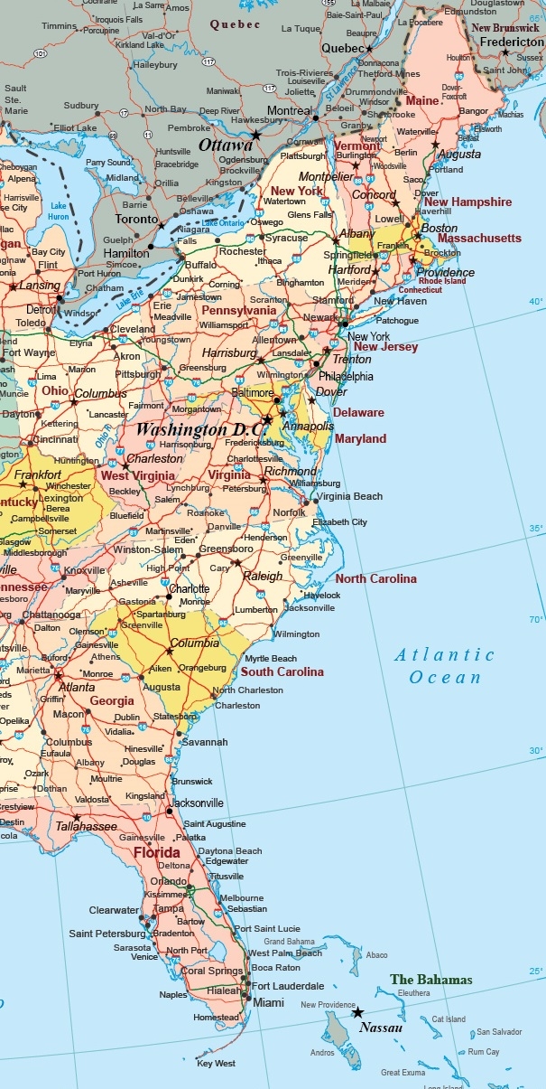 Printable East Coast Map Printable Free Templates