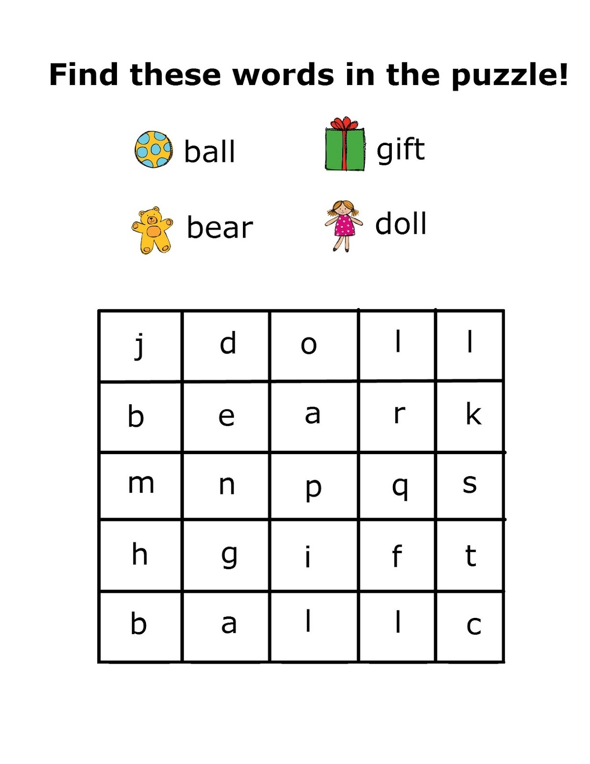 Printable Easy Word Search Puzzles