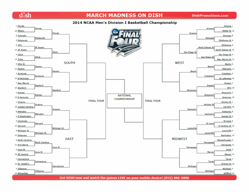 Printable Ncaa Bracket Sweet 16