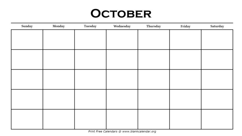 Printable October Calendars Blank Calendar