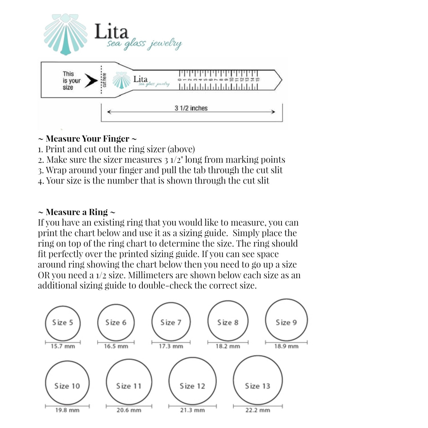 Printable Ring Size Ruler