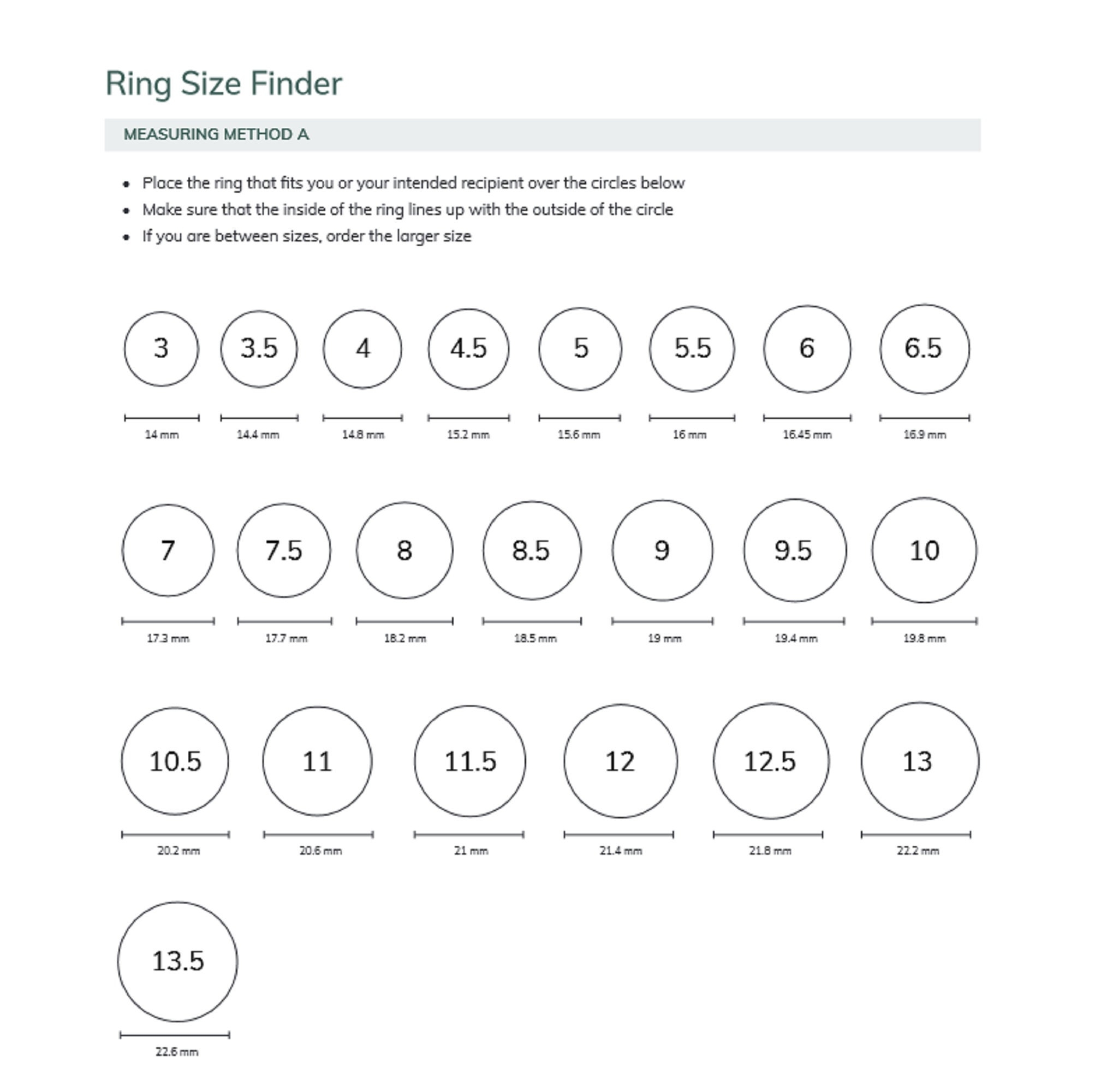 Ring Size Chart Printable A4 Printable Free Templates