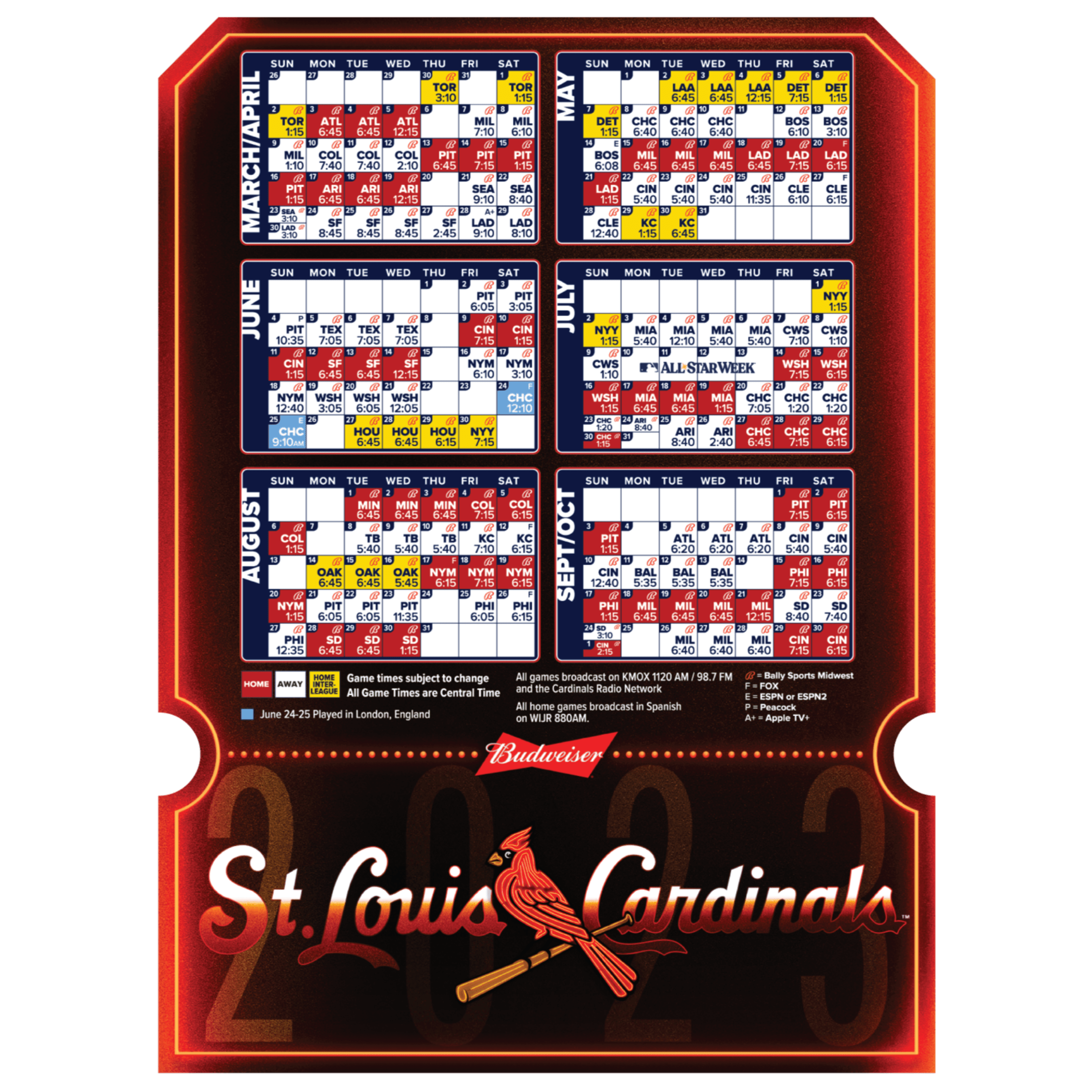 St Louis Cardinals 2024 Schedule Printable Gena Pegeen