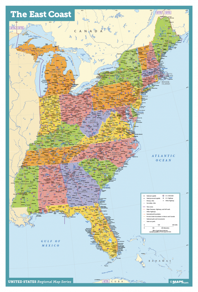 USA East Coast Map States Printable Map Of USA