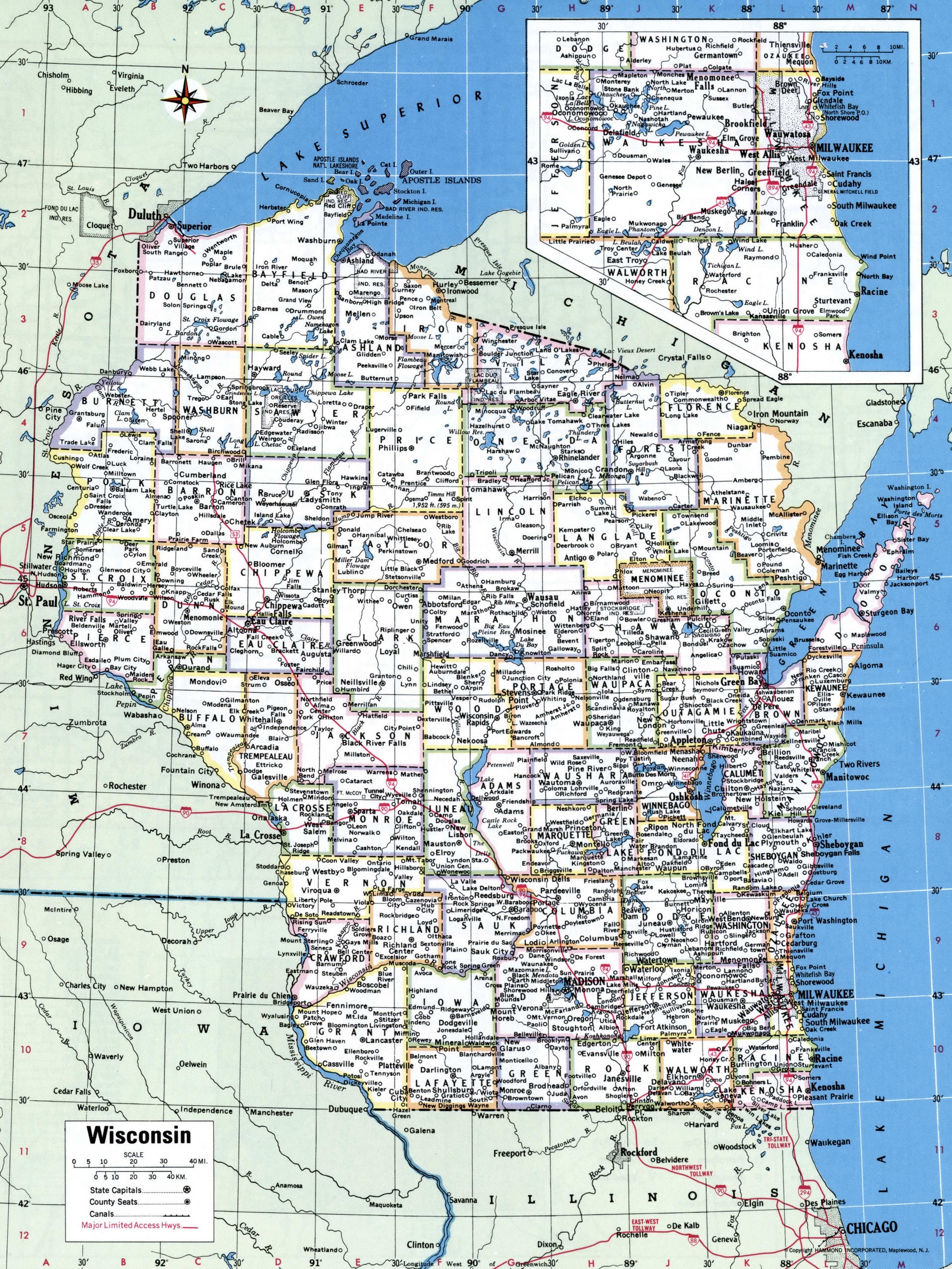 Wisconsin Map With Counties Free Printable Map Of Wisconsin Counties 